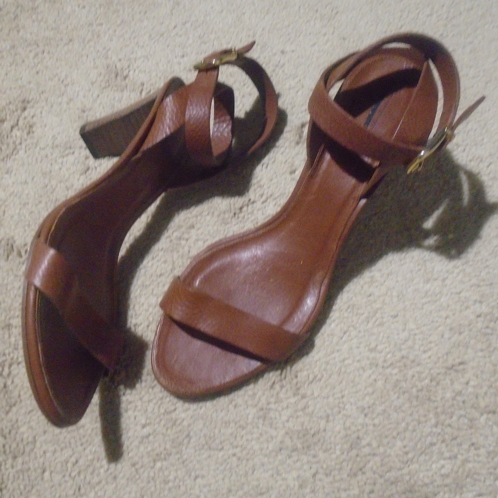 J CREW Tumbled Leather Ankle Strap Sandals Fits 9